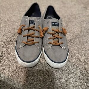 Sperry Men's Gray Canvas Sneakers with Tan Laces